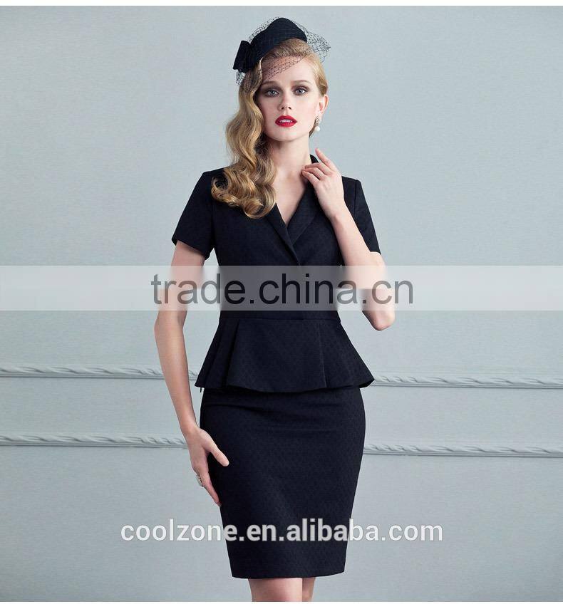 Women summer two pieces short sleeve blazer and skirt set women office business suit
