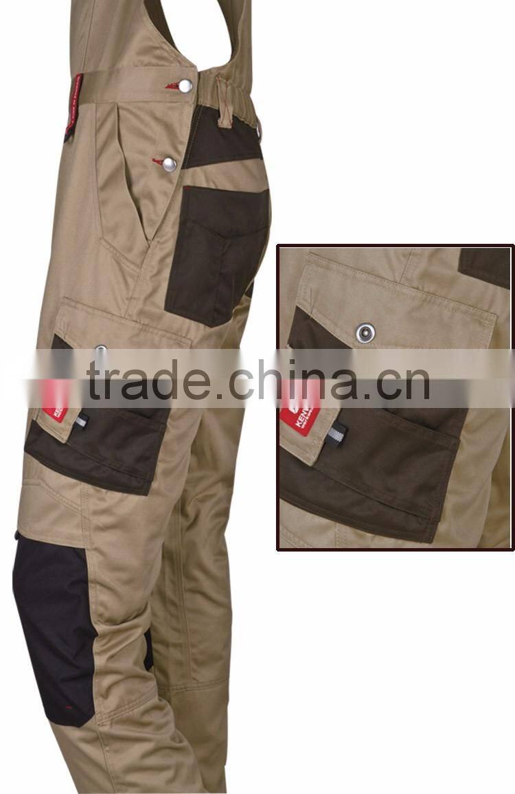 High quality new style men bib pants with polycotton twill workwear
