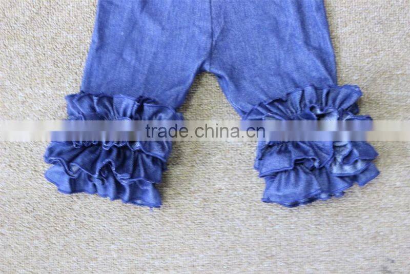 New design kids denim shorts blue jeans wholesale boutique child blue denim shorts
