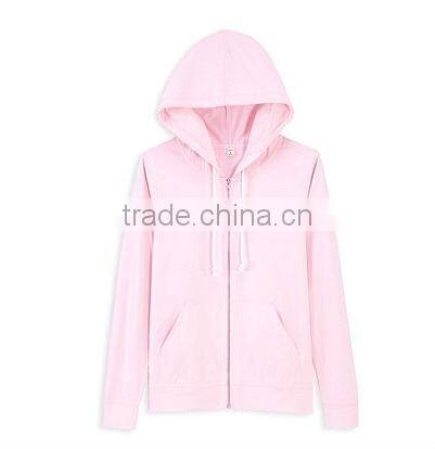 Plain pink zipper pocket hoodie
