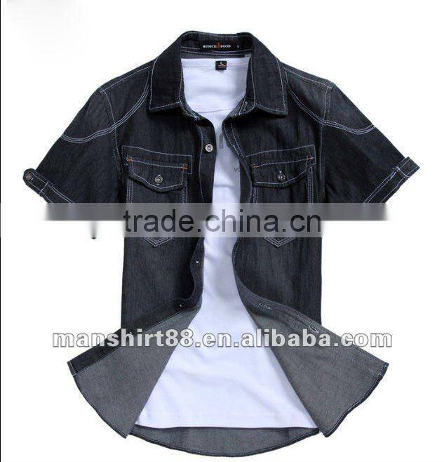 latest washed 100% cotton denim slim fit casual man shirt