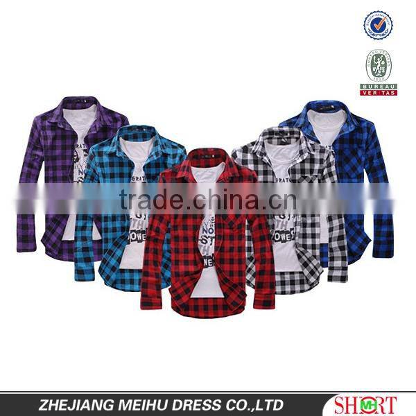 latest design plaids one pocket cheap men shirt dress shirt camisa