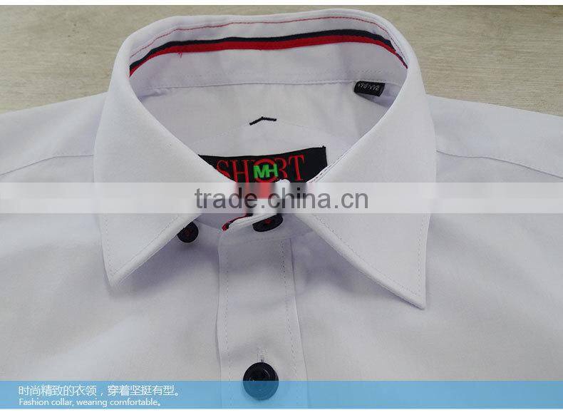 2017 men's white dress formal shirts with contrast color on collar and cuff