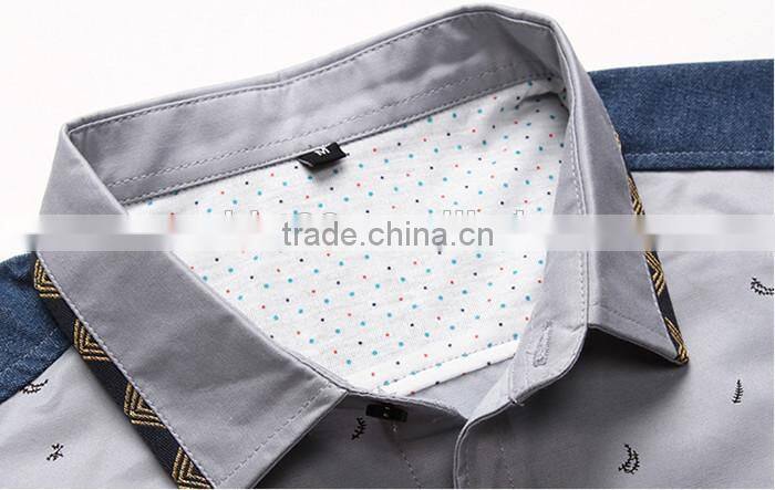 2016 Fashionable men printed slim fit casual shirts