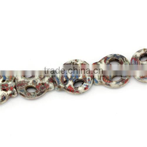 2 Strands (Grade B) Synthetic Flower Pattern Halloween Skull Head Howlite Turquoise Loose Beads