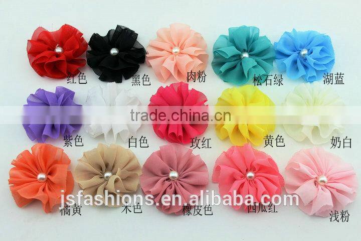 15 colors 5.5 cm fabric floral chiffon flower accessories, hair clip, shoes and garments accessories,DIY crafts flowers