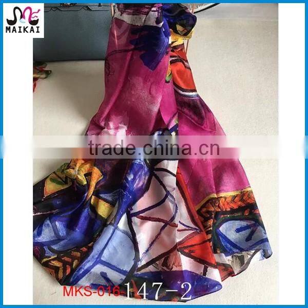 European hot selling printing silk summer fashion beach scarf