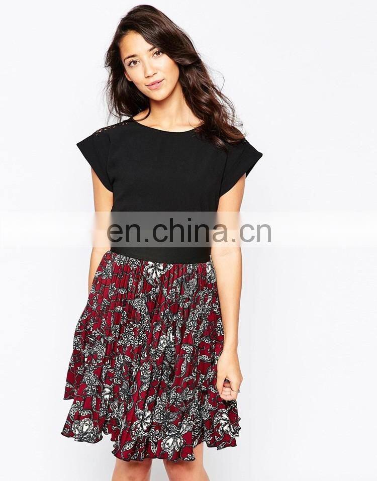 Wholesale ladies fabric Round neckline Lace Back Blouse