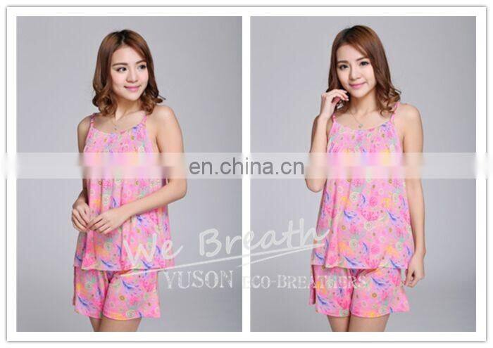 Ladies' printed shorts set Bamboo Jersey Classic printing pattern