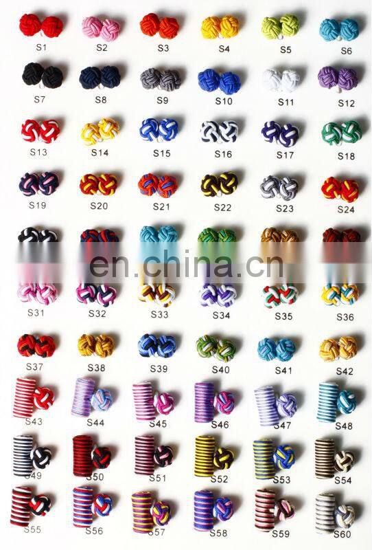 China Supplier knitting fabric cufflinks Square Silk knot Cuff link Elastic Rope Cuff