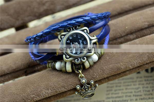 2014 Hottest Sales Leather Retro Wrap wrist Bracelets Lady Watch