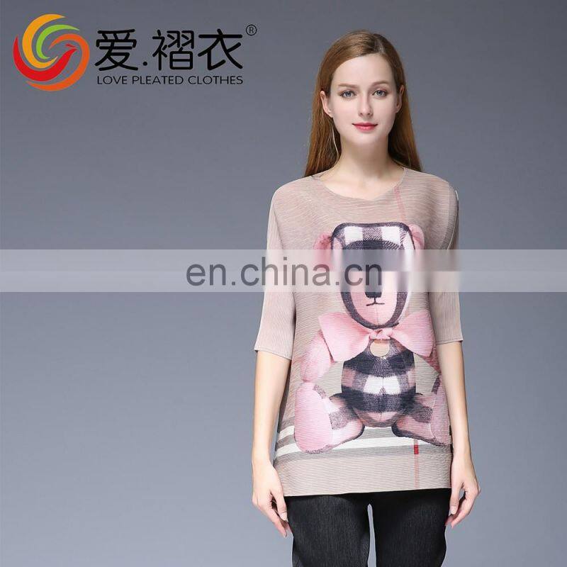 Beautiful school clothing Pink Light gray young girls pleated twinset / blouses