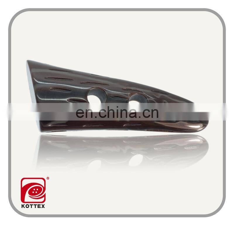 Custom plastic toggle button, leather horn toggle button