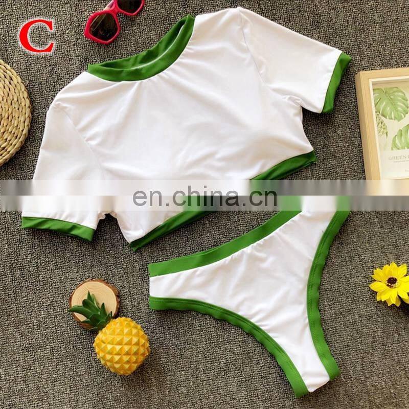 Knot crop top bikini 2019 Leopard swimwear women bathers Yellow brazilian swimsuit female T-shirt thong bikini sexy swimming new