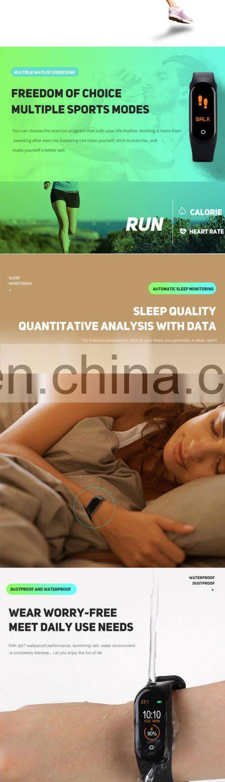 New Product M4 Smart Watch 2020 Hot Selling Mens Women Couple Wrist Band Fitness Sports Waterproof Bluetooth Android Bracelet