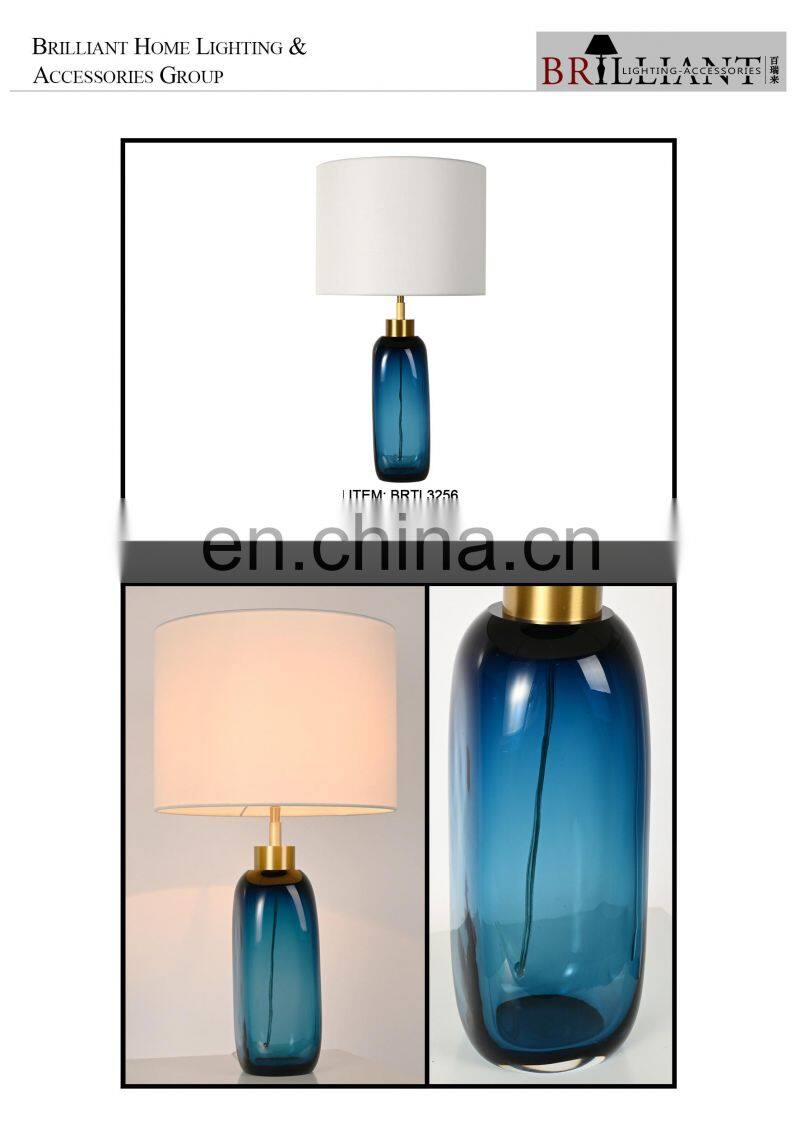 Blue ocean colored glaze glass vase lamp shade bed room lighting table lamp