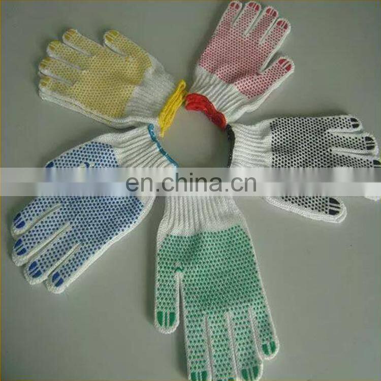 China working gloves dotted cotton knitted glove white