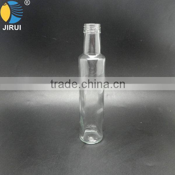 2015 Hot Sale 250ml Round Shape Clear Olive Oil Glass Bottle