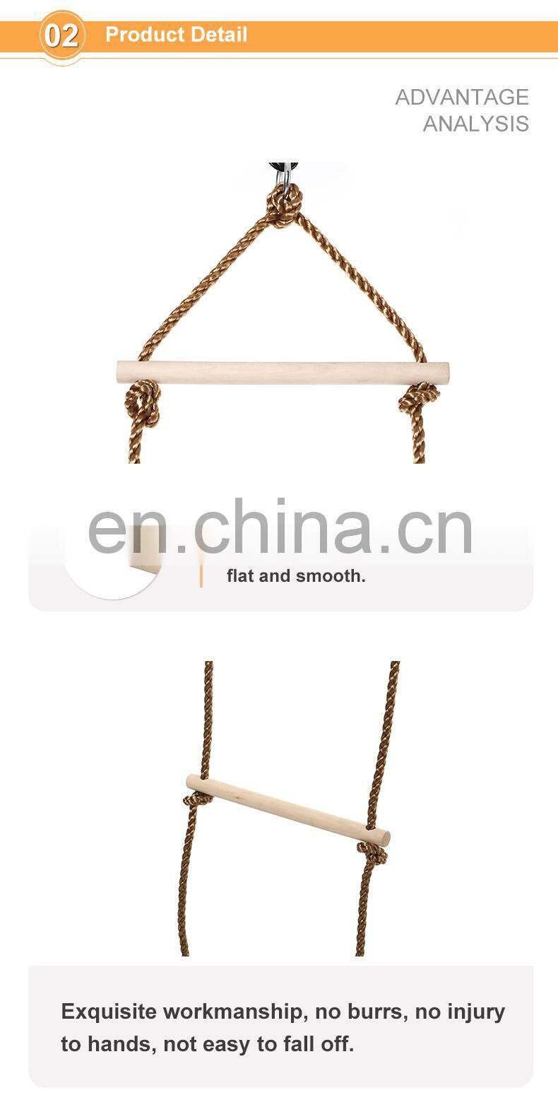 High Quality Kids Swing Set Accessories Wooden Climbing Rope Swing Ladder