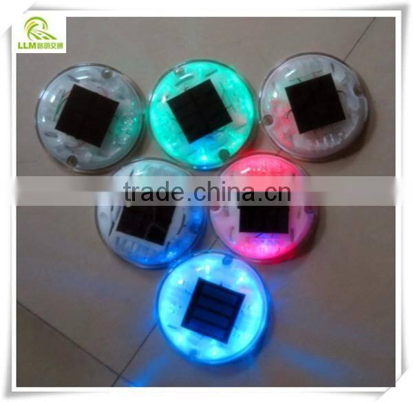 Direct manufacture double colors LED crystal round solar cat eye road stud