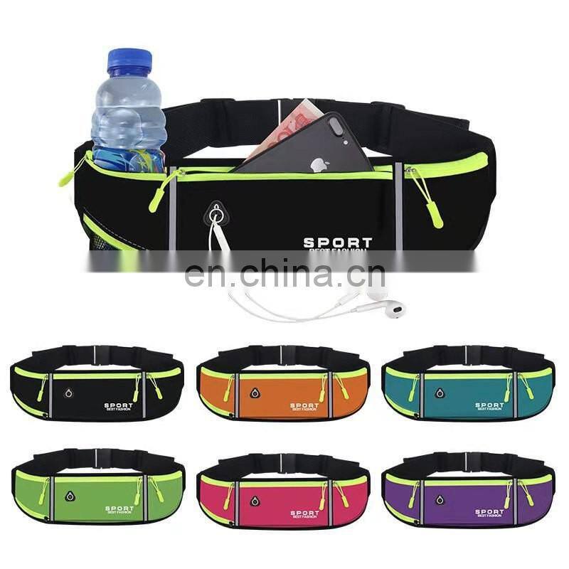 Wholesale Outdoor Waterproof Nylon Thin Waist Bag Belt Unisex with Water Bottle Holder