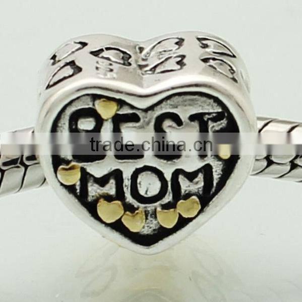 hot sale Mother and Daughter 925 sterling silver best mom heart bead for European charms bracelet