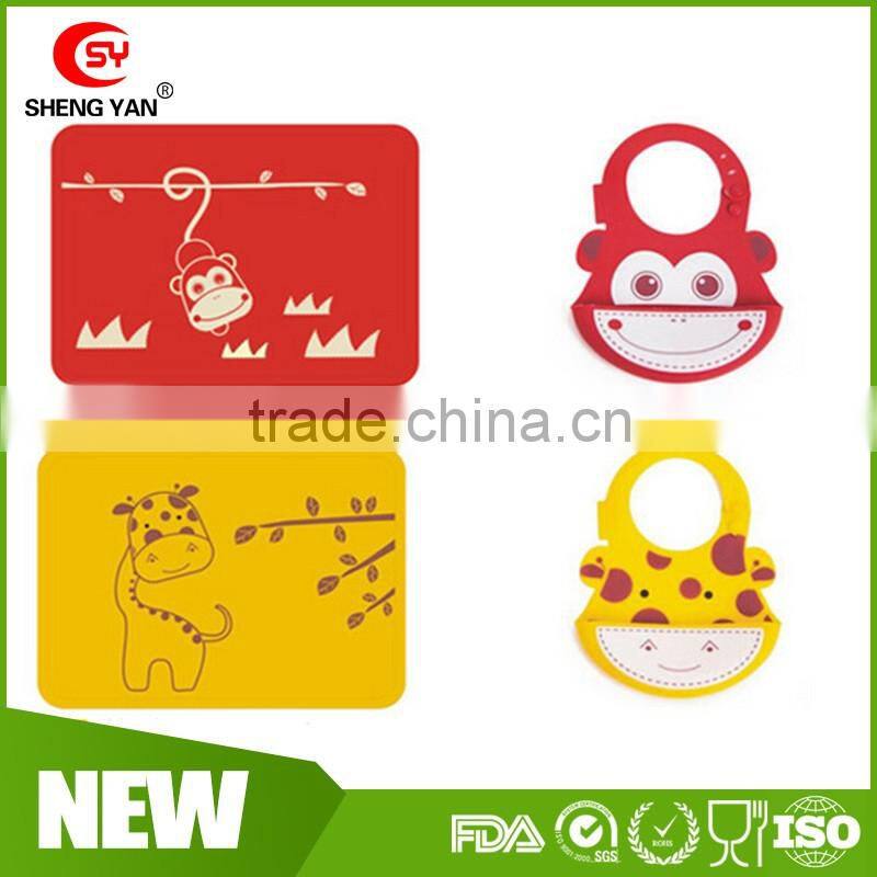 Customized Food Grade Silicone baby kids placemat bib/table mat