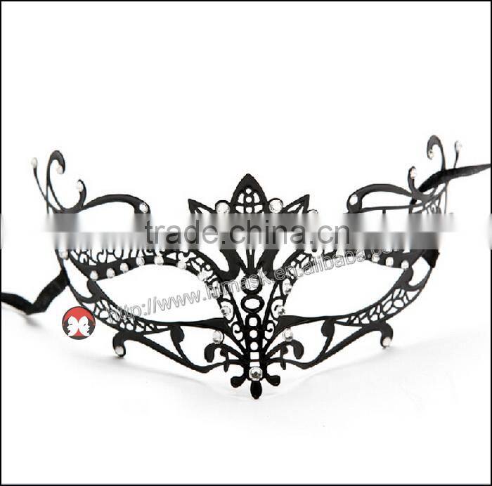 halloween maske tanz performancs neue luxus black metal laser geschnitten maskerade maske mit strass prinzessin