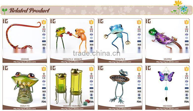 Unique design garden decoration metal red frog 35x28x20CMH HG5445-2 handcrafts wall decor with low price