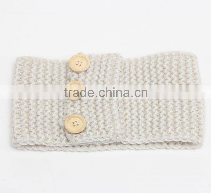 Wholesale Fashion Newest Crochet Patterns Girls Hair Accessories Button Knitted Headband