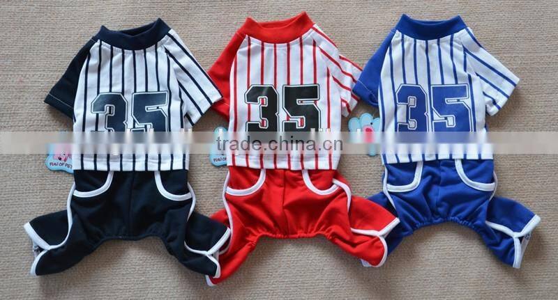 Fashion pet baseball uniform black and white vertical striped dog tracksuit
