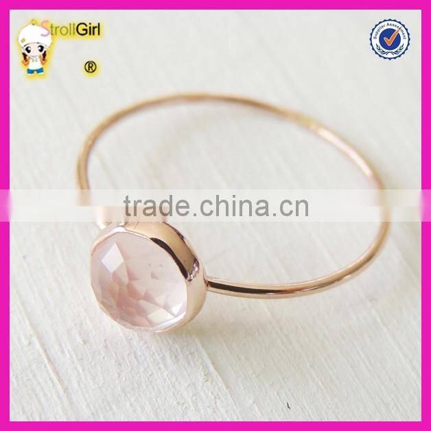 wholesale jewelry rose quartz ring in rose gold, unique quartz pink ring