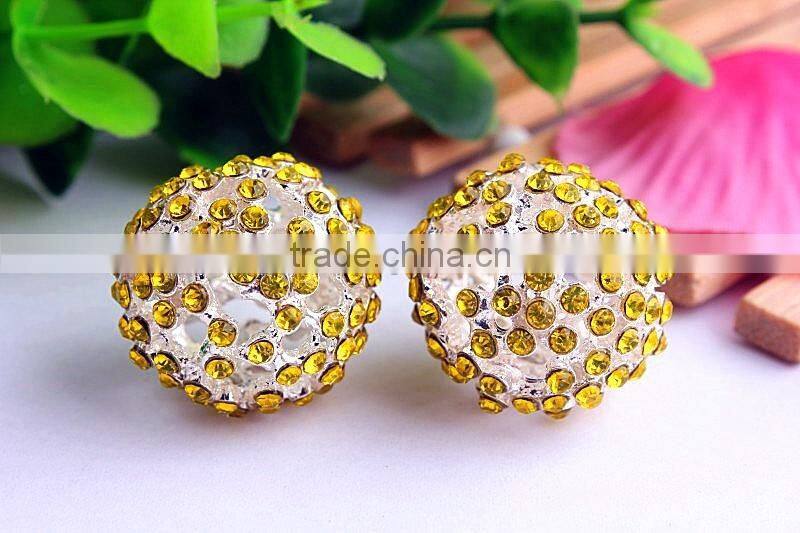 AAA Quality 20mm large fashion alloy rhinestone ball crystal bubblegum loose charm beads for DIY jewelry making!!