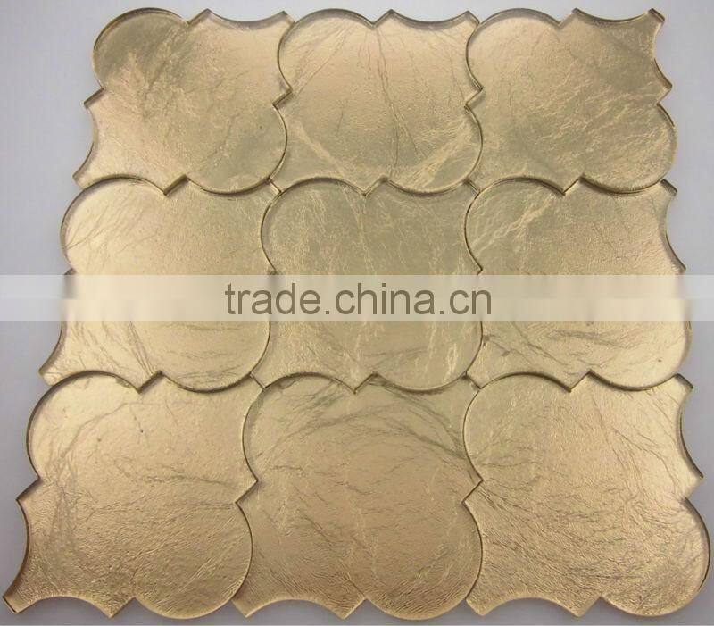 300x300 goldleaf glass mosaic 12''x12'' waterjet glass tile(wj1)