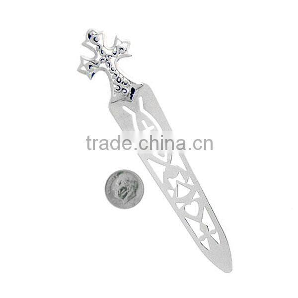 Silver fleur de lis bookmark with clear crystal accents metal crafts