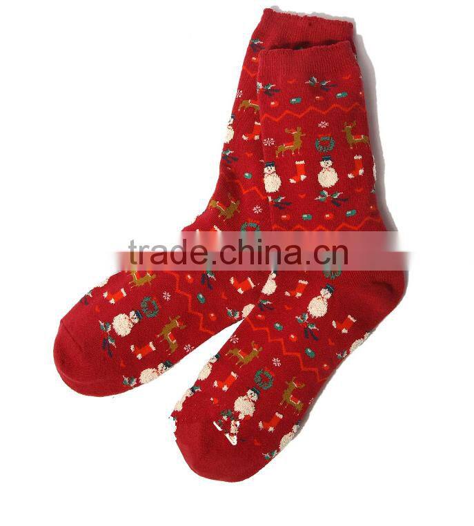 high quality popular design lovely patten wholesale thick terry sock chrismas women socks in winter