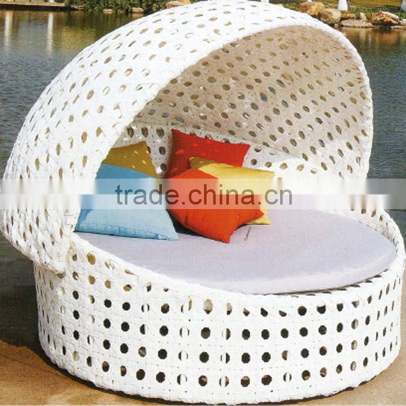 Modern Garden Rattan Furniture Outdoor Double Sofa Recliner Bed