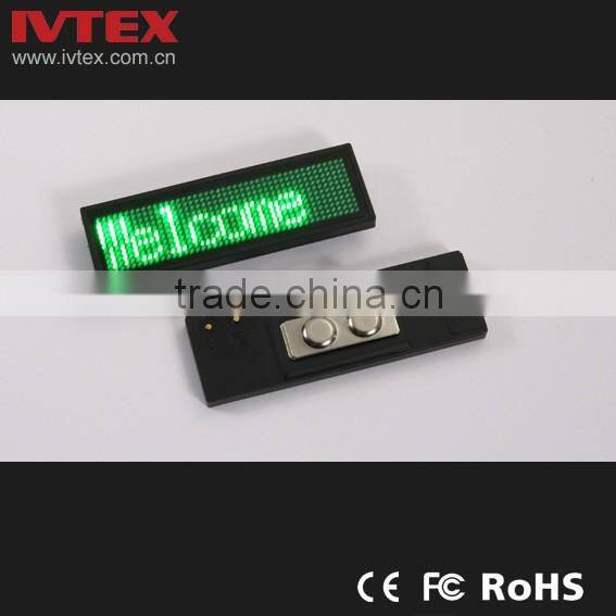 Digital Blue Rechargeable Battery Backup Mini LED Display / LED name badge / LED name card