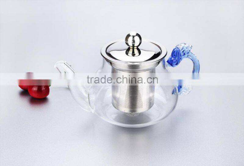 hot new products for 2015 color glass tea kettle with stainless steel strainer