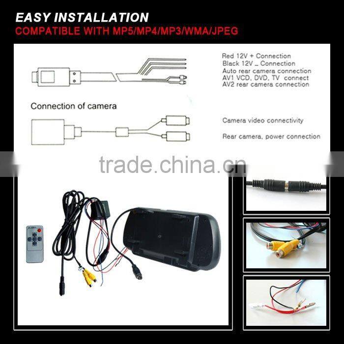 Blutooth 7" rear view camera capatible with MP5/MP4/MP3/WMA/JPEG(CL-706U)