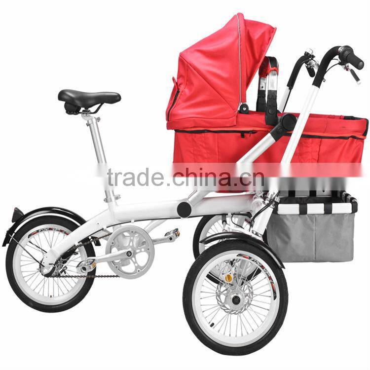 European 3-In-1 Folding Bicycle Factory Mother Baby 2 In 1 Baby Stroller Bike Trailer