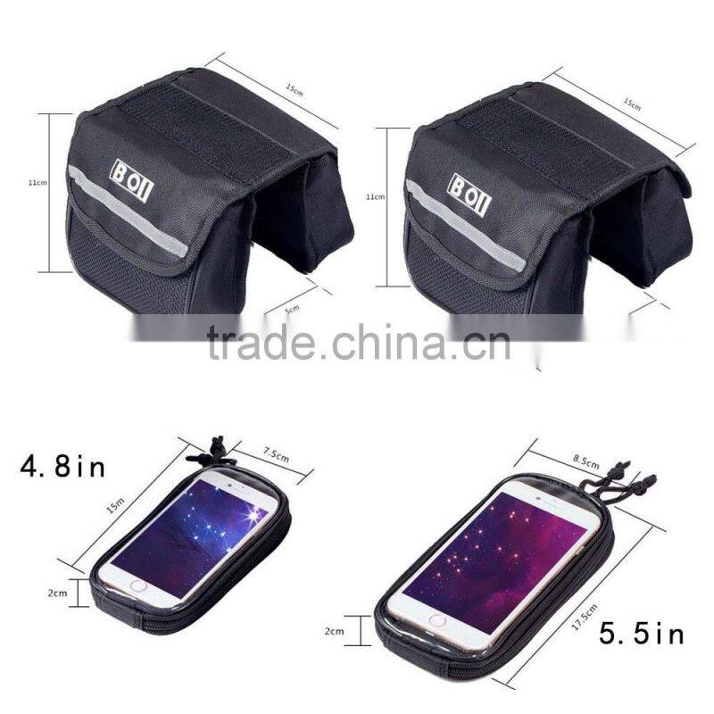 Outdoor Mountain Road Bike Bag Bicycle Front Tube Bag Cycling Phone Touch Screen Pouch Pannier Bike Bags Bicycle Accessories