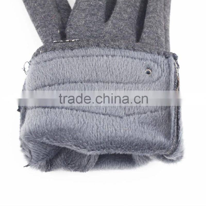 Gray plaid mirco velvet touch screen men gloves metal rivets