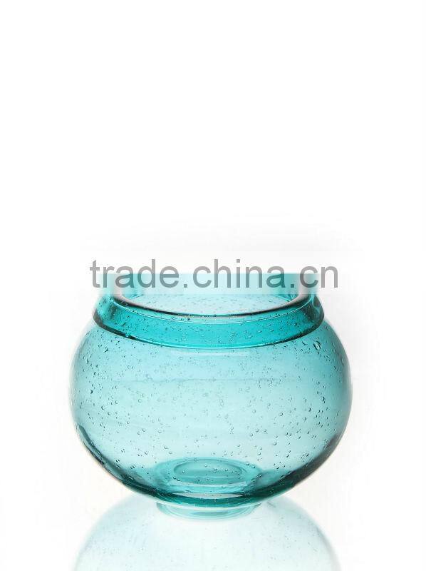 Handblown Light Ice Blue Bubble Vase -Beautiful Decorative Piece