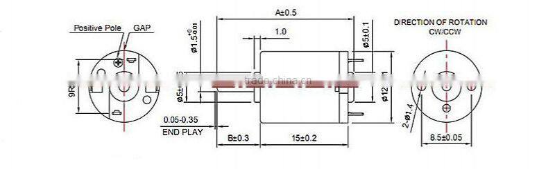 1.5v micro DC vibration motor 12mm