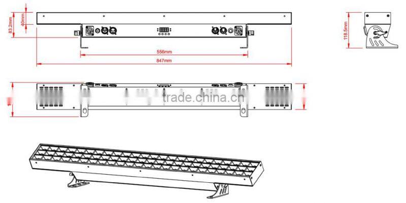 China good price RGBWA led wall bar light 72*3w