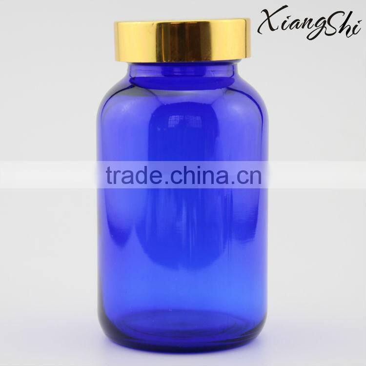 blue/brown glass medicine bottles for medical pills