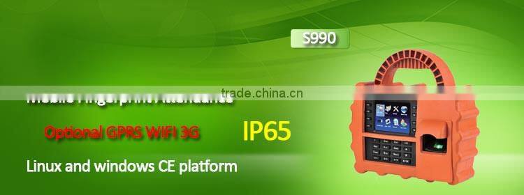 Waterproof Handhold Finger Time Clock Available in Linux and windows CE Platform(HF-S990 )