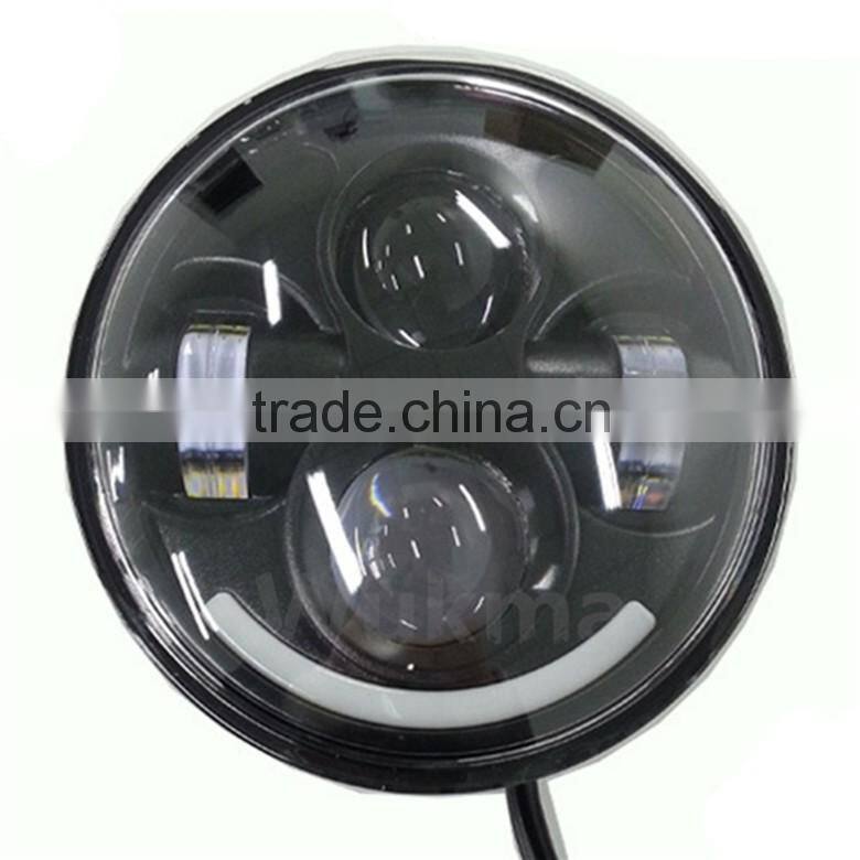 5.75 inch LED Headlight 5-3/4" 40W Headlamp DRL with Angel Eyes Daymaker Projector Auxiliary Lighting Kit for Harley Motorcycle