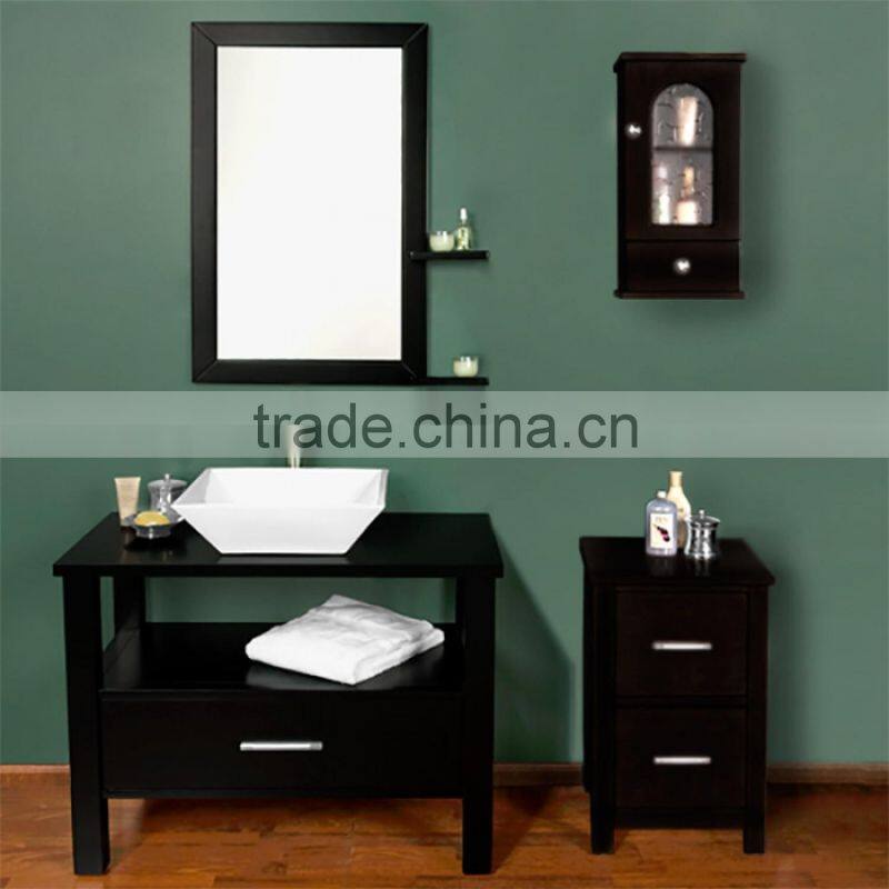 sanitary ware product solid wood bathroom cabinet with single marble sink